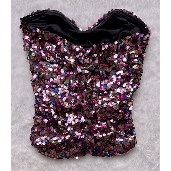 NWT Zara Blogger’s Favorite Festive Days Sweetheart Neckline Sequin Top, XS - Picture 13 of 16